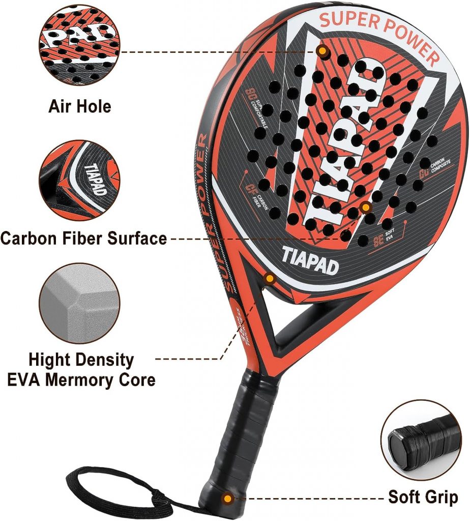 Padel Carbon Force Pro Paddle Racket EVA Memory Resilient Foam Core Unisex with Racketbag Padel Carbon Force Pro Paddle Racket EVA Memory Resilient Foam Core Unisex with Racketbag