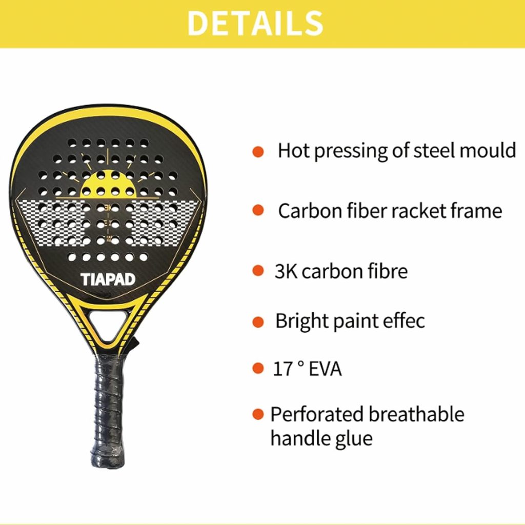Padel Padel Racket 3K Carbon Force Pro Paddle Tennis Racket EVA Memory Resilient Foam Core Unisex with Backpack