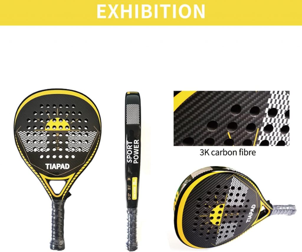 Padel Padel Racket 3K Carbon Force Pro Paddle Tennis Racket EVA Memory Resilient Foam Core Unisex with Backpack