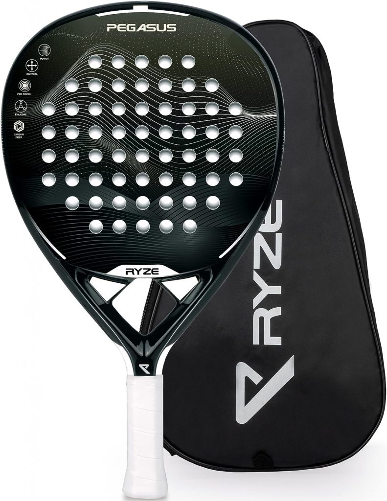 RYZE Padel Racket Made of 100% Carbon Fibre - Maximum Strength and Control with Eva Flex Foam - Lightweight and Robust Construction - Padel Racket for Men and Women - Includes Padel Bag