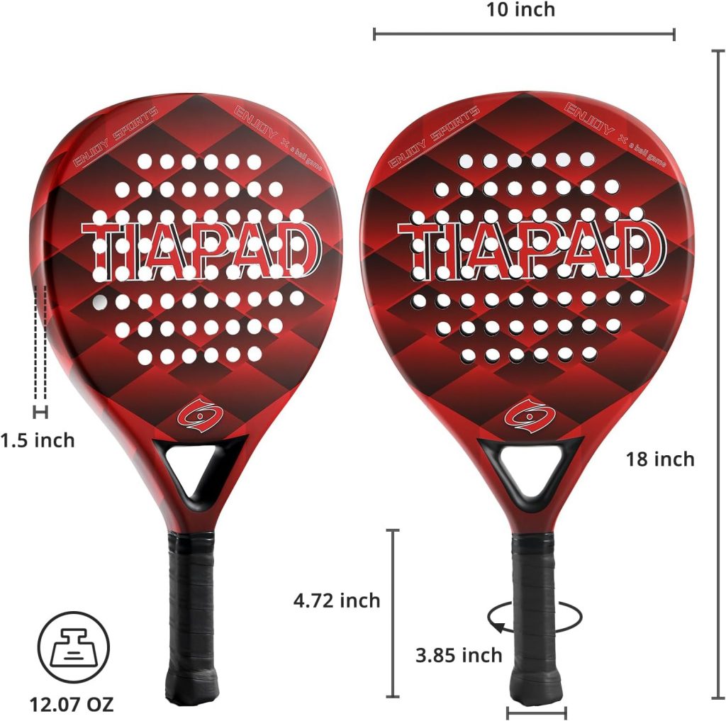 TIAPAD Padel Racket, Carbon Fibre Surface with EVA Memory Flex Foam Core Paddle with Lightweight Carry Bag, Pop Tennis Gifts for Beginners and Professionals